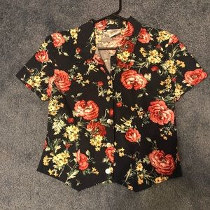 Vintage floral print button up top
